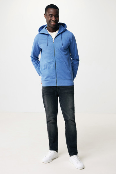 Mikina na zips s kapucňou Iqoniq Abisko z recykl. bavlny - Heather Blue / XXXL