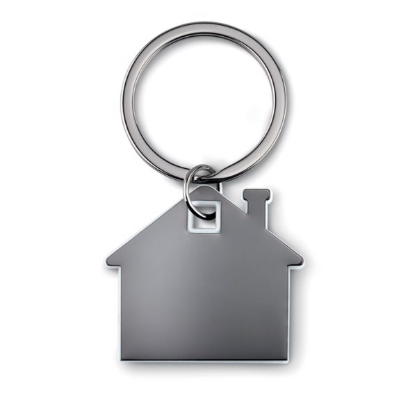 House shape plastic key ring Imba - White
