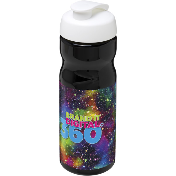 Športová fľaša H2O Base® 650 ml s odklápacím viečkom - Jednofarebná čierna / Biela