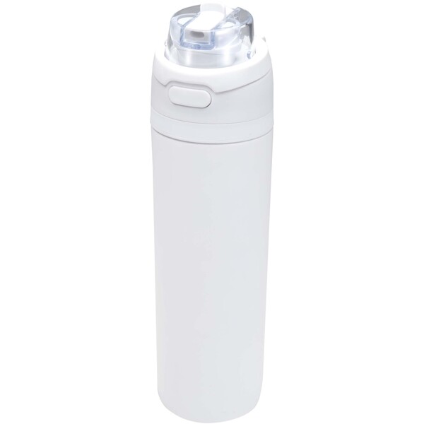Theron 800 ml RCS recycled single wall stainless steel water bottle with dual function lid - White