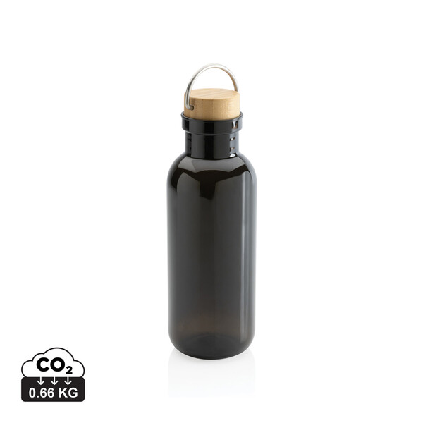 RCS RPET bottle with bamboo lid and handle - Black