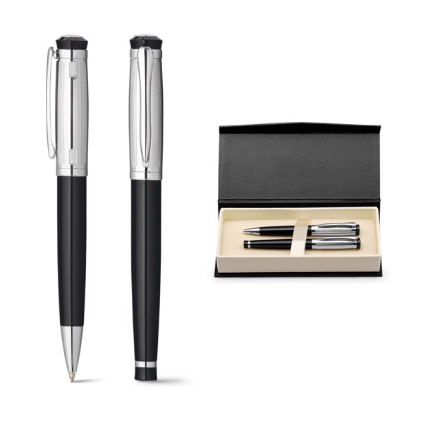 ORLANDO. Metal Rollerball and ballpoint pen set with clip