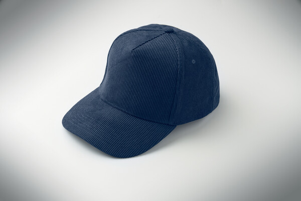 Casquette 5 pans en velours Wale - Bleu