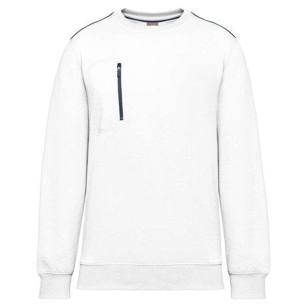 Unisex Daytoday Contrasting Pocket Sweatshirt - White / Navy / S