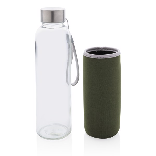 Glass bottle with neoprene sleeve - Green