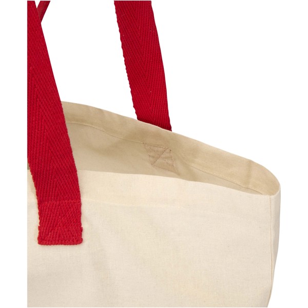 Tote bag pieghevole in cotone riciclato certificato GRS da 140 g/m² Sierra - 12L - Naturale / Rosso