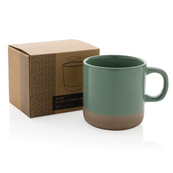 Glazovaný keramický hrnček 300ml - Zelená