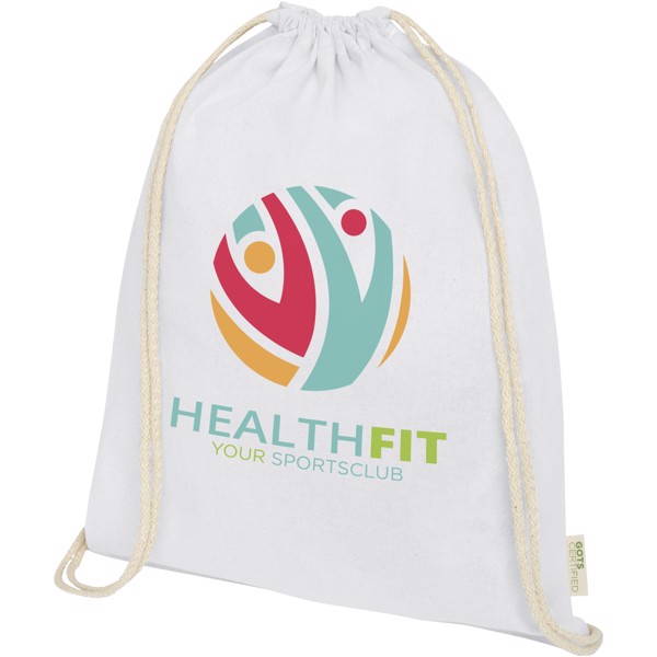 Sac à dos avec cordon en coton organique Orissa 140 g/m² 5L - Blanc