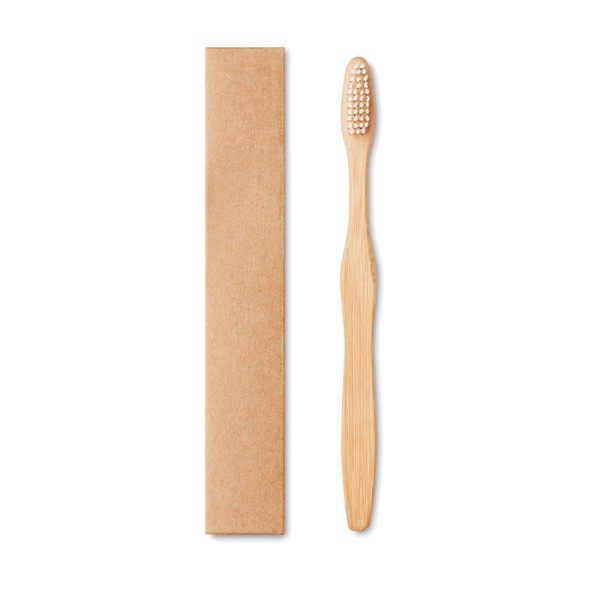 Bamboo toothbrush in Kraft box Dentobrush - White