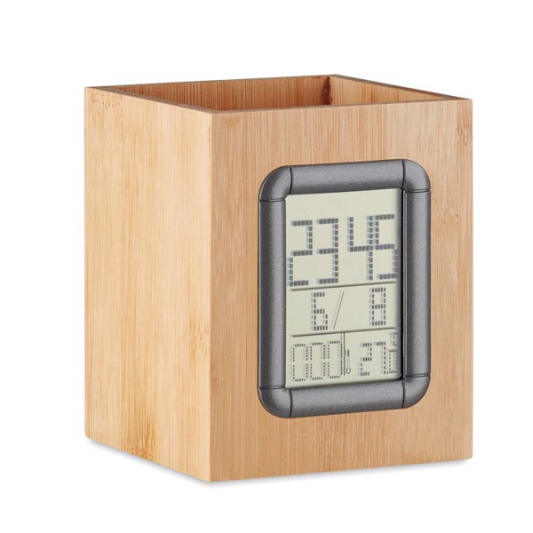 MB - Bamboo pen holder and LCD clock Manila