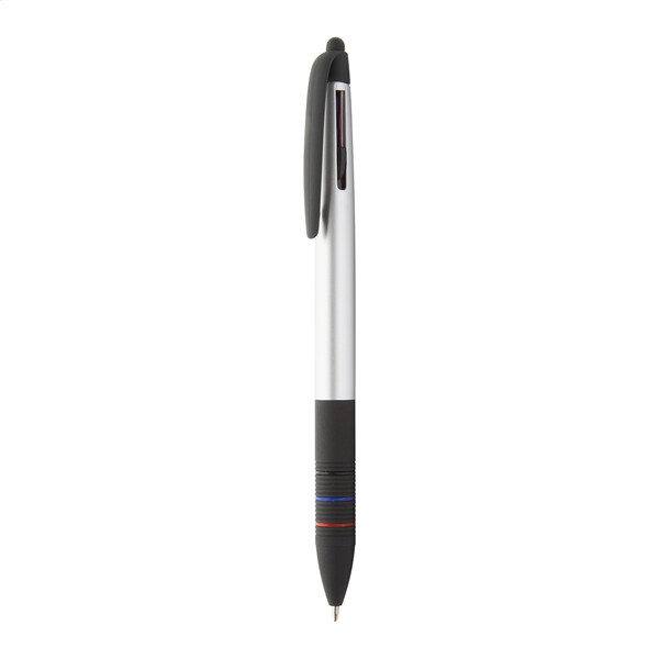 Stylo bille 3 couleurs stylet Trime - Argenté / Noir