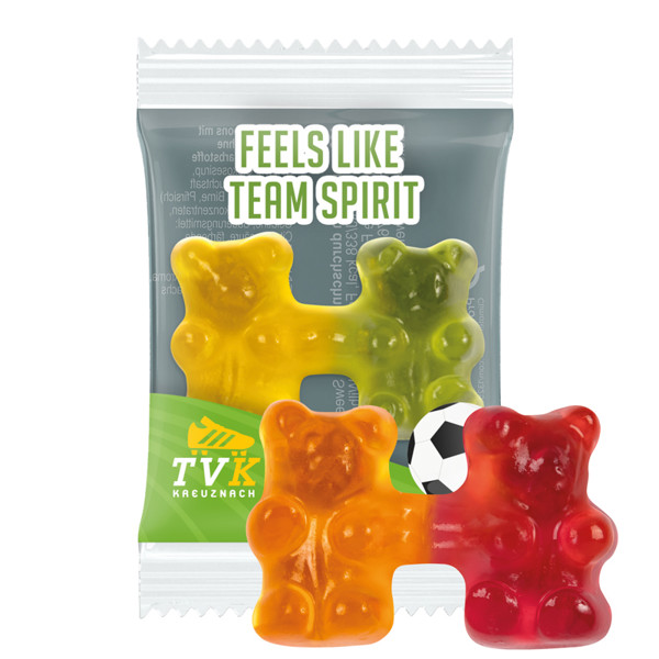 Trolli team jelly bears, compostable foil transparent | Trolli fruit jelly bears, 6,5 g