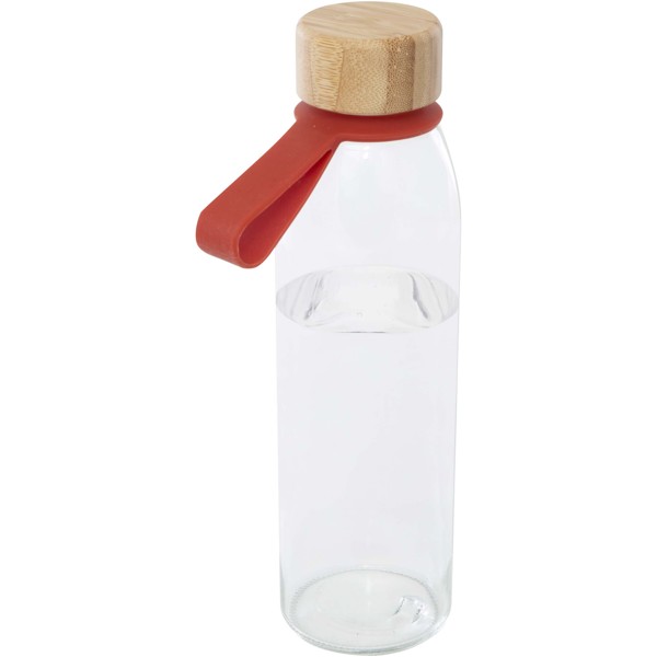 Borraccia in vetro da 500 ml con manico in silicone e coperchio in bambù Porto - Mattone