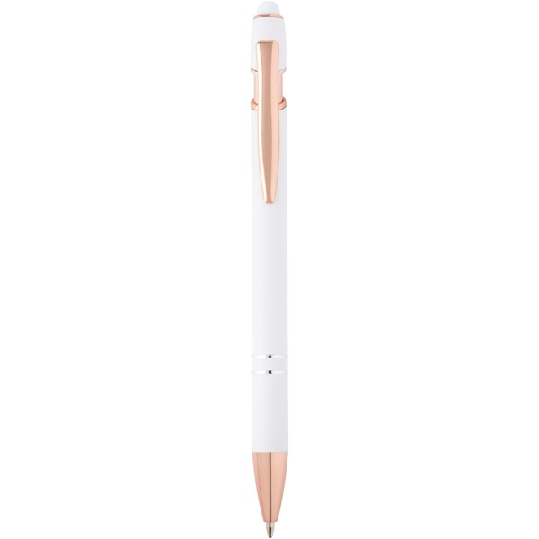 Stylo bille Nanna avec finition or rose - Blanc