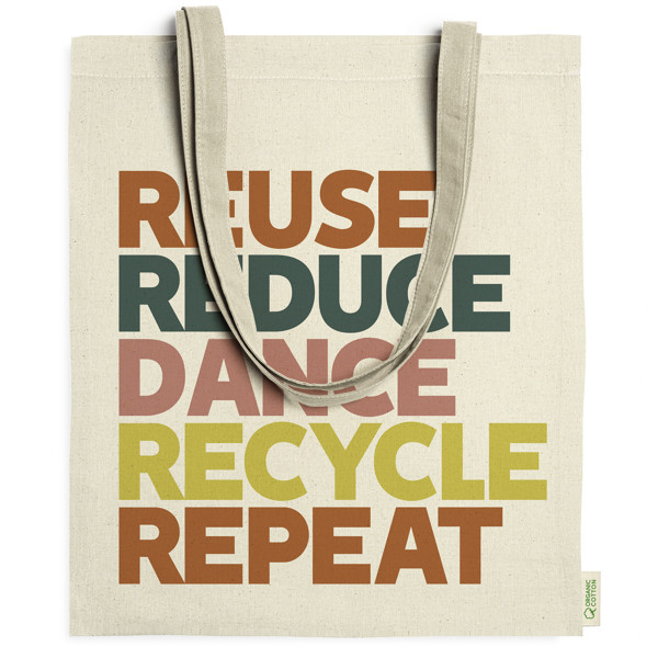 Personalised organic cotton bag with long handles