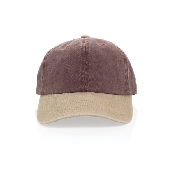 BEAU AWARE™ praná 6panelová dvoubarevná kšiltovka z bavlněné - Maroon