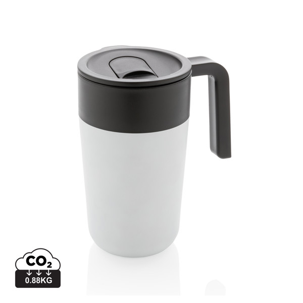 GRS Recycled PP and SS mug with handle - White