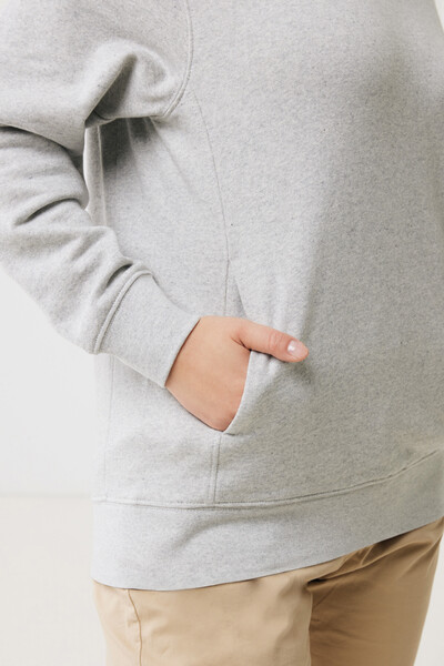 Mikina s kapucí a bočními kapsami Iqoniq Yengo z rec. bavlny - Light Heather Grey / 4XL