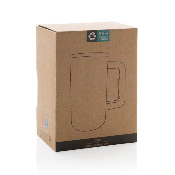 Mug Cube 800ml en acier recyclé certifiée RCS - Bleu Marine