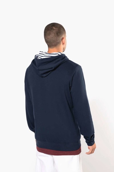 Unisex Contrast Patterned Hooded Sweatshirt - Navy / Mariniere / L