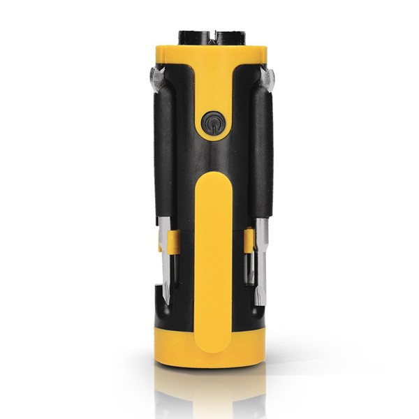 OUTIL MULTIFONCTION - TOURNEVIS 6 TETES + TORCHE - Jaune