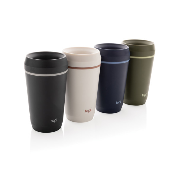 Mug 354 ml avec couvercle 360 en plastique recyclé Topl - Bleu Marine