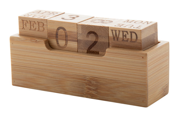 Rolbus desk calendar, bamboo, 4 dice display