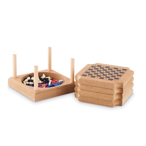 Coastgame 4-in-1 coaster game set, cork,MDF