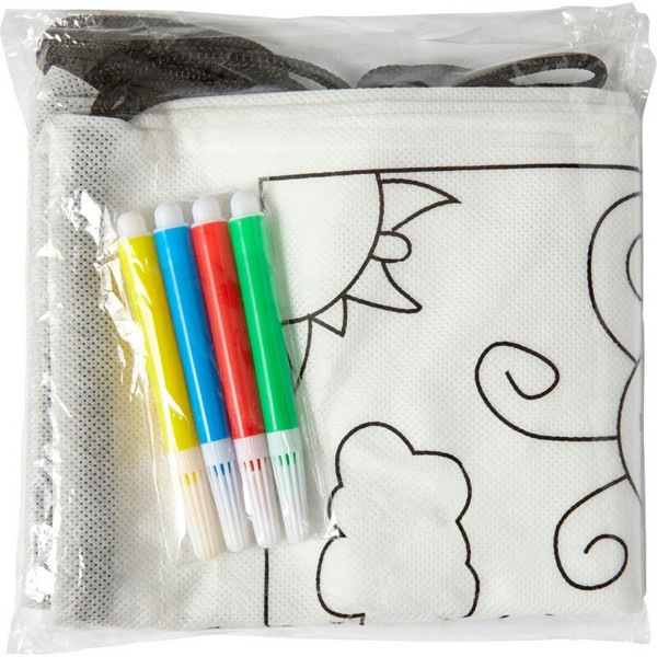 Drawstring bag for colouring, felt tip pens