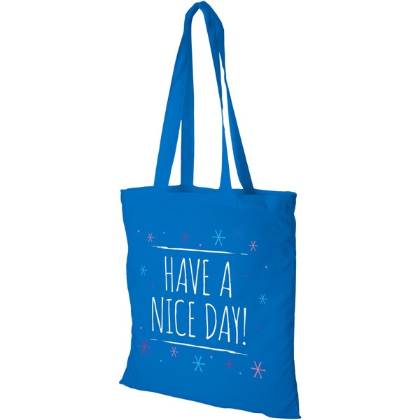 Sac shopping coton Madras 140 gr/m² 7L - Bleu process