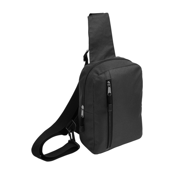 600D Polyester Man Bag With Adjustable Shoulder Strap For Both The Left And Right Shoulder - Black