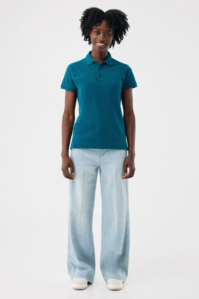 Dámské polo tričko IQONIQ Yosemite z recykl. bavlny - Dark Teal / XXS