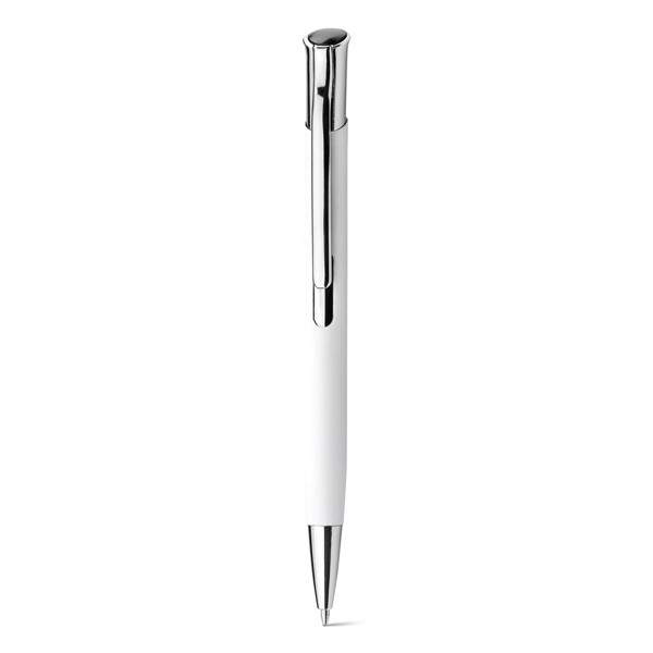 OLAF SOFT. Aluminium ball pen with rubber finish - White