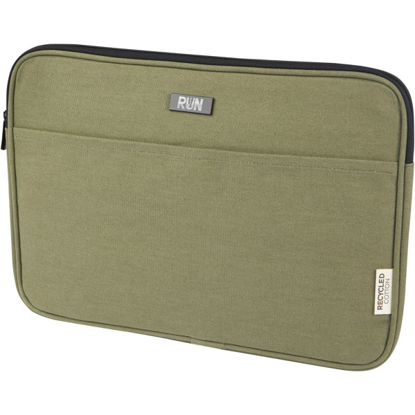 Housse pour ordinateur portable Joey de 2 L en toile recyclée GRS 14 pouces - Olive