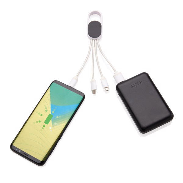Xd Collection 4-v-1 polnilni kabel, 2,1 A, 10 cm - Bela
