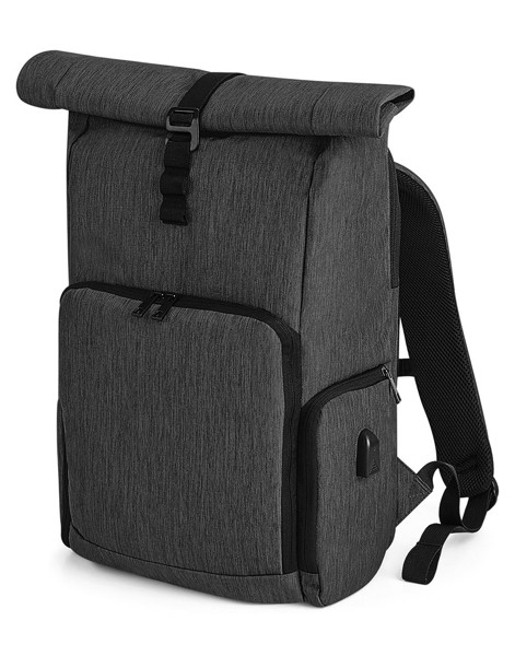 Q-Tech Charge Roll-Top Backpack - Black / ONE SIZE