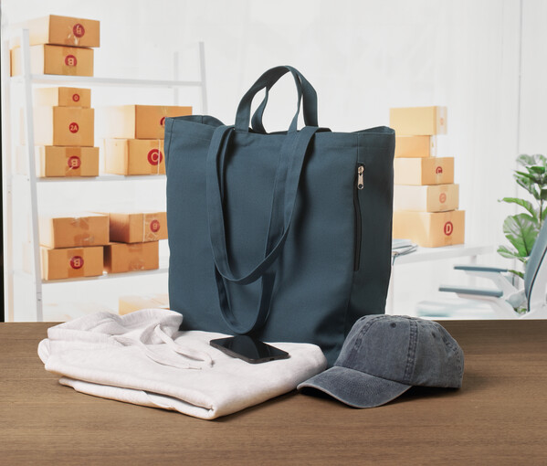 Sac shopping en coton recyclé Gave Colour - Bleu