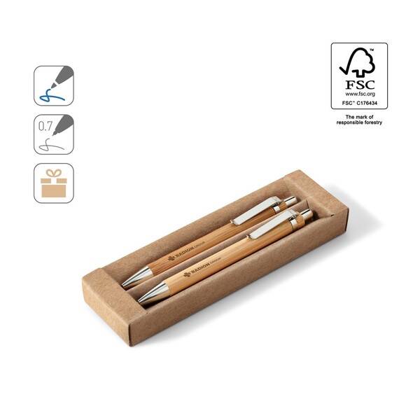 Conjunto de esferográfica e lapiseira em bambu - GREENY