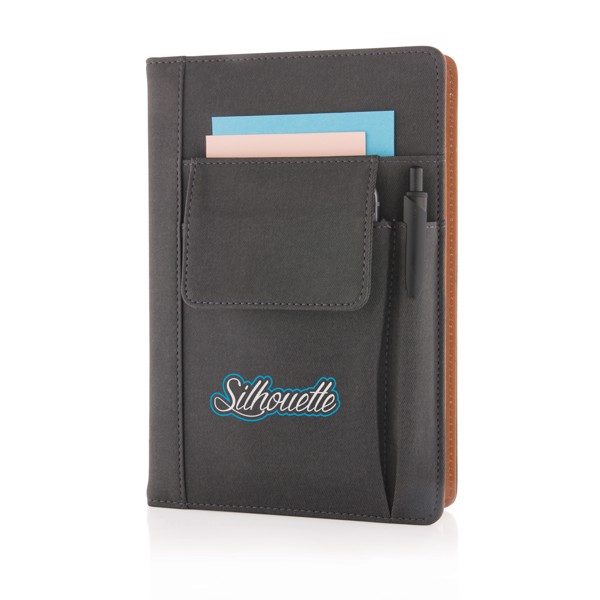 Notebook with phone pocket