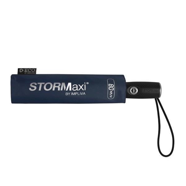 STORMaxi - Parapluie pliant tempte arodynamique - Ouverture et fermeture automatique - Impermable au vent -  90 cm - Bleu marin