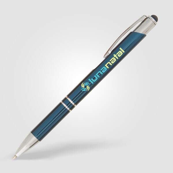 Stylo Crosby Brillant Stylet Coté Clip - Bleu / Jet d’encre 4 couleurs