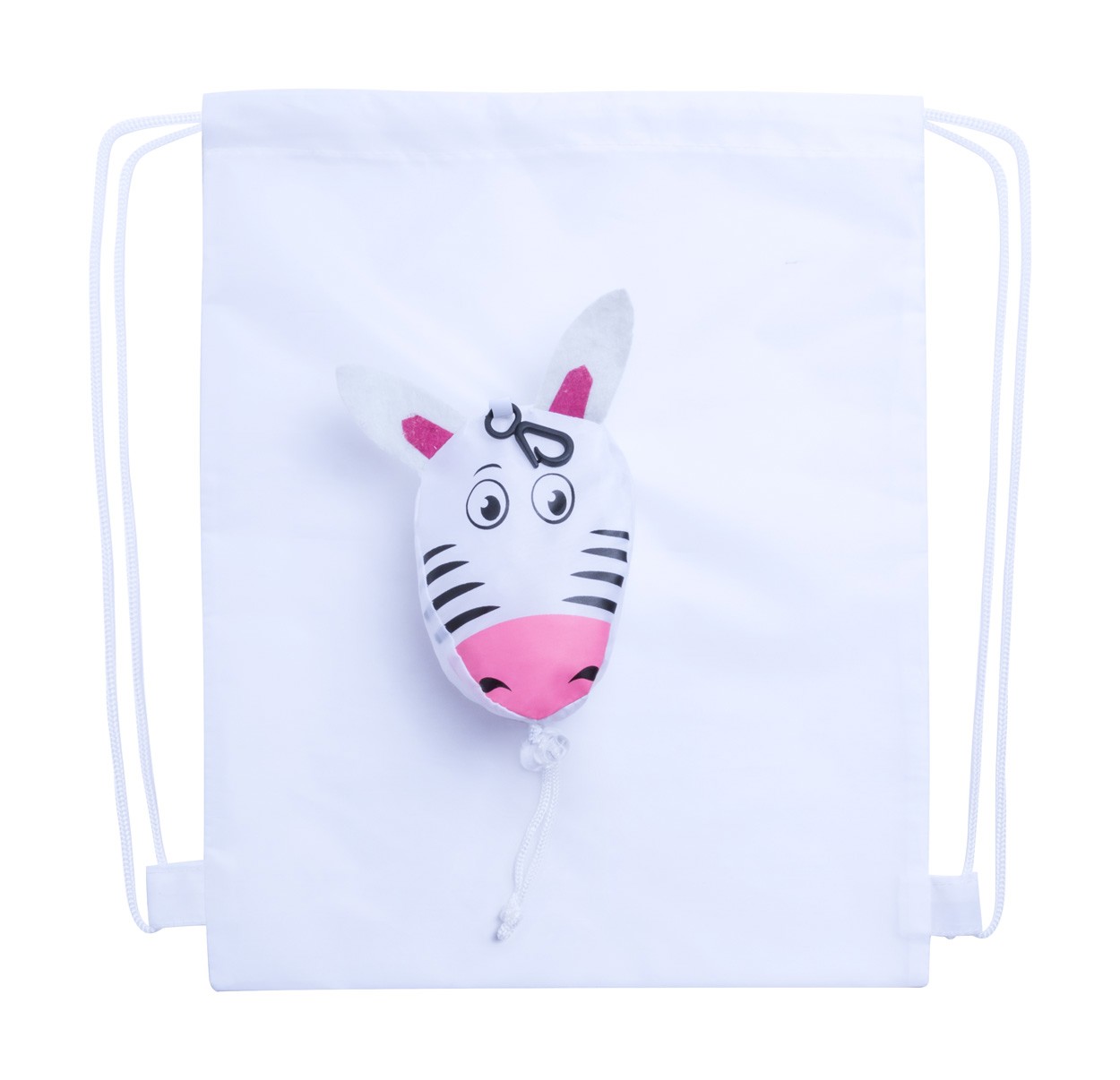 Drawstring Bag Kissa, Zebra - White