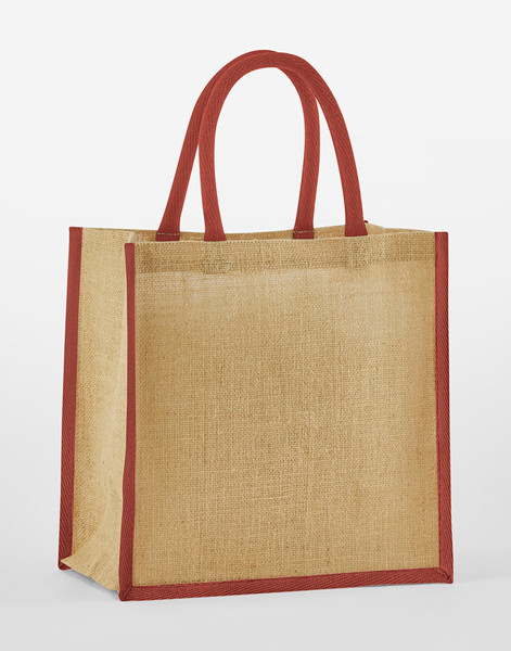 Natural Starched Jute Mini Gift Bag - Natural / Navy / ONE SIZE
