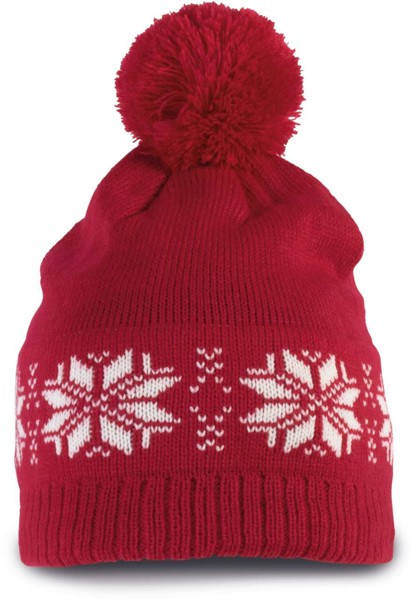 Fair Isle Knit Beanie - Steel Grey