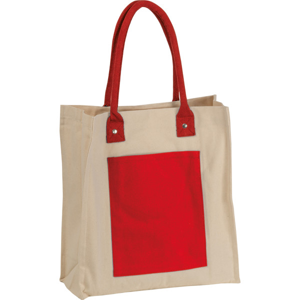 Canvas shopper with long handles RODOLFO - Red