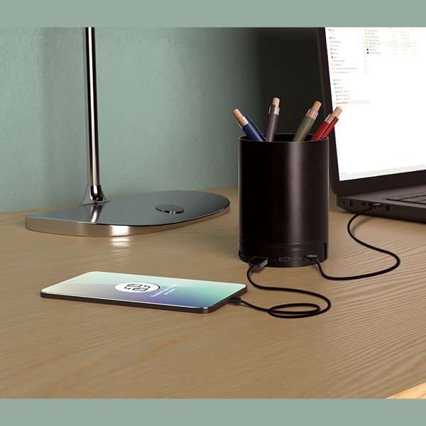 CHARGEUR PAR INDUCTION 10W AVEC FONCTION HUB ET POT A CRAYONS EN rAlu