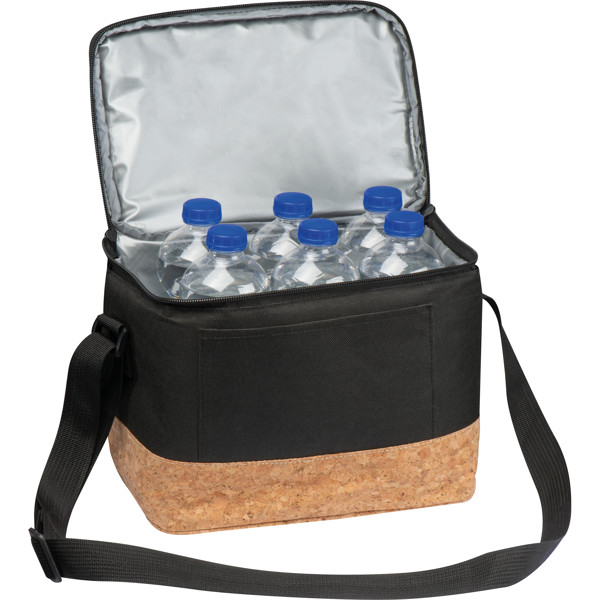 Polyester cooler bag with cork bottom ANNELIESE - Black