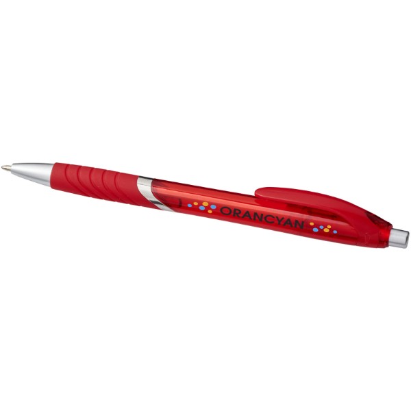 Turbo translucent ballpoint pen with rubber grip - Red