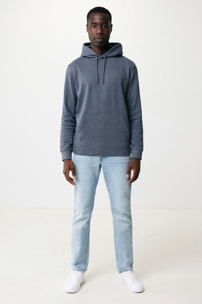 Sweat à capuche en coton recyclé et non teinté Iqoniq Torres - Heather Navy / L