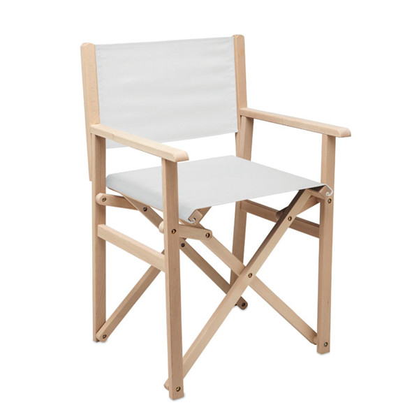 Foldable wooden beach chair Rimies - White